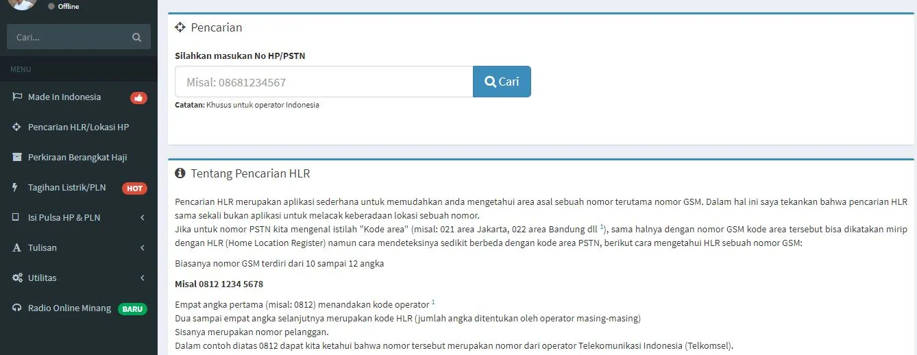 Lacak Lokasi No WA - HLR LOOKUP