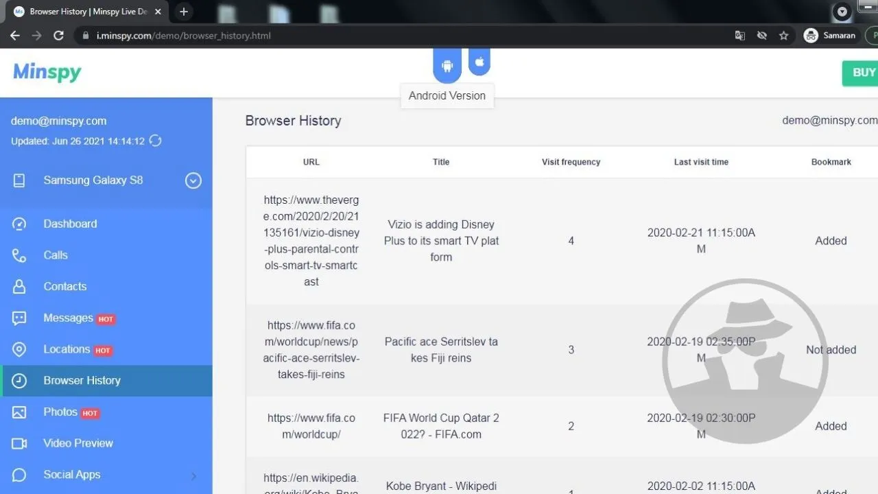Penyadap Browser, MinSpy Demo