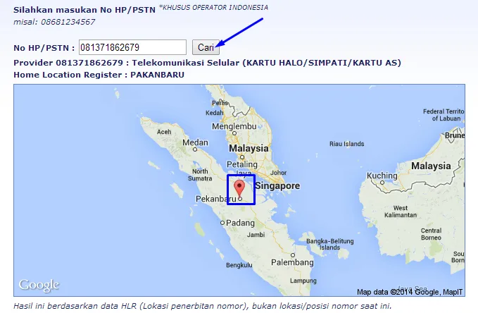 Lacak lokasi no hp jarak jauh