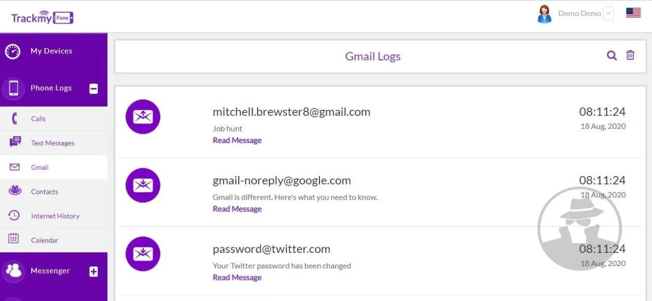 Demo TrackMyFone - Sadap Gmail