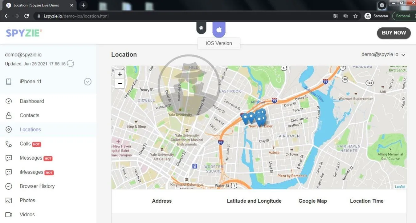Lacak Lokasi HP, SpyZie.io demo