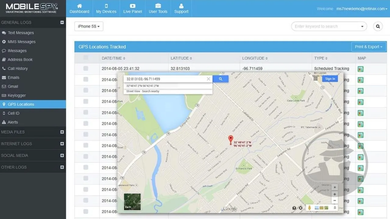 Demo Mobile Spy - Lacak Lokasi