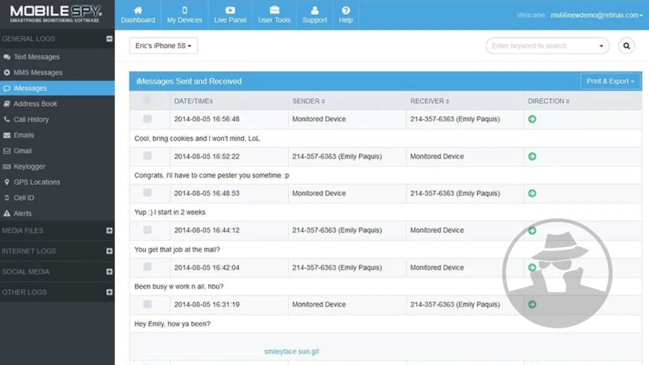 Demo Mobile Spy - Sadap Pesan iMessage