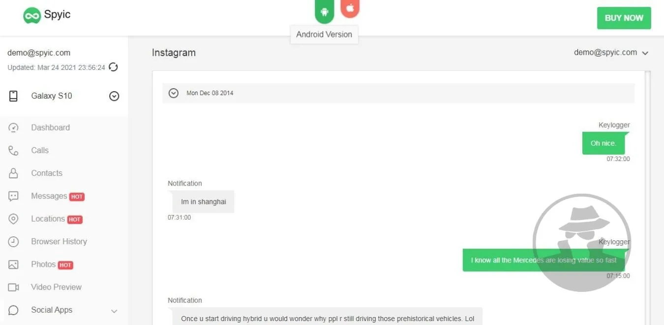 Sadap Panggilan Instagram, Spyic Demo