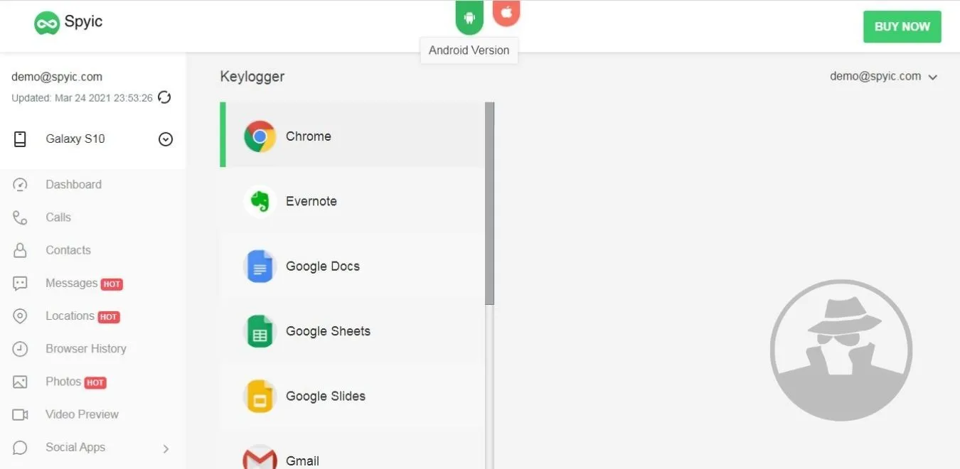 Aplikasi KeyLogger, Spyic Demo