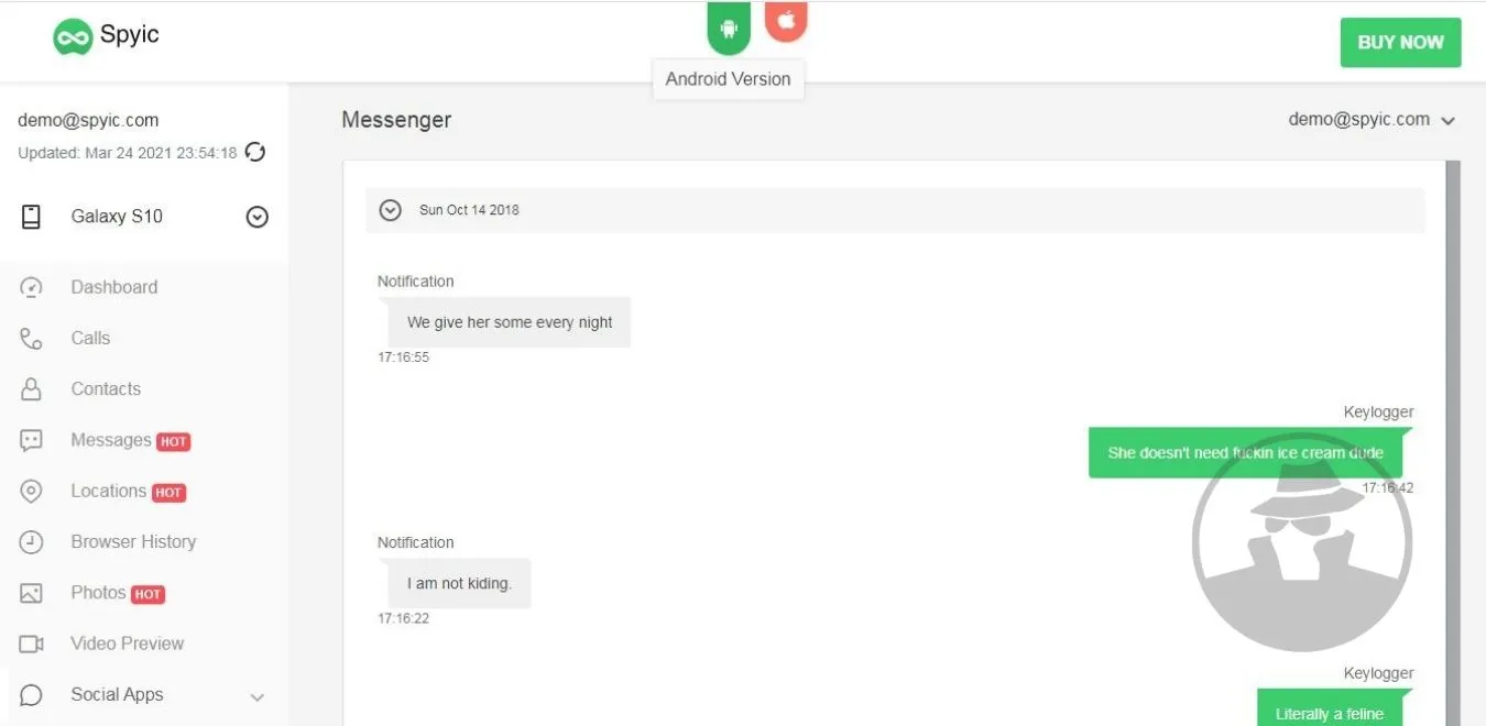 Sadap Panggilan Facebook Messenger, Spyic Demo