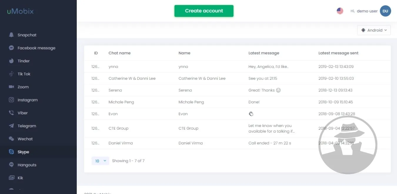 Penyadap Skype, uMobix Demo