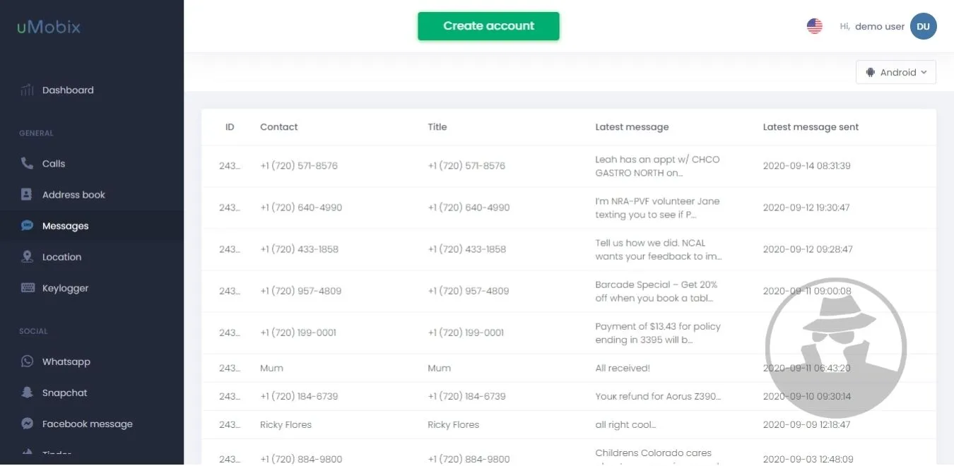 Penyadap Pesan SMS, uMobix Demo