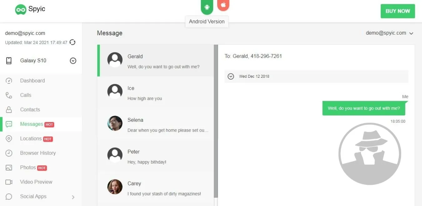 Sadap SMS, Spyic Demo