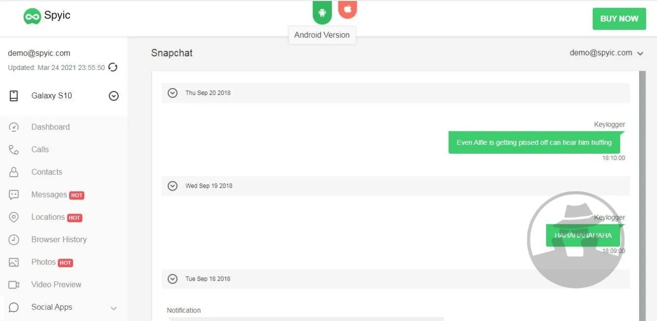 Sadap snapchat, Spyic Demo