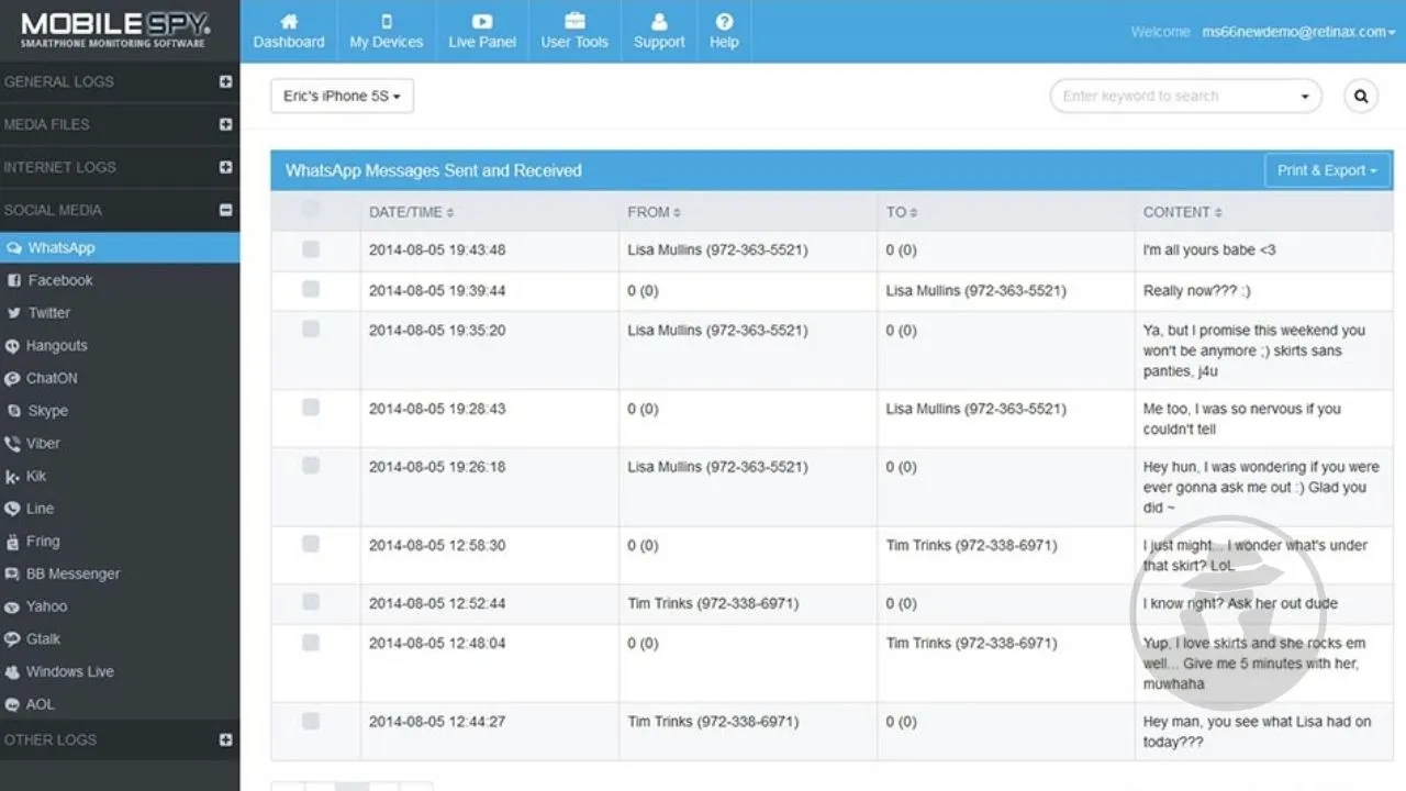 Demo Mobile Spy - Aplikasi Sadap WhatsApp
