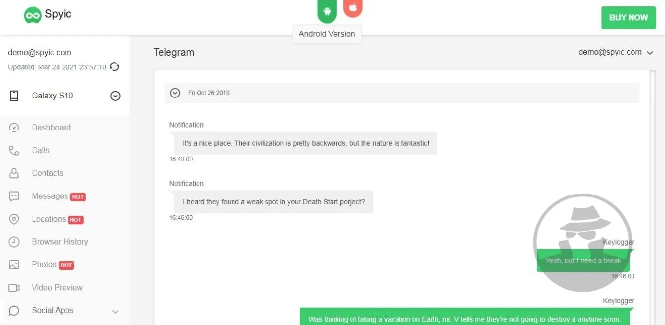 Sadap Panggilan Telegram, Spyic Demo