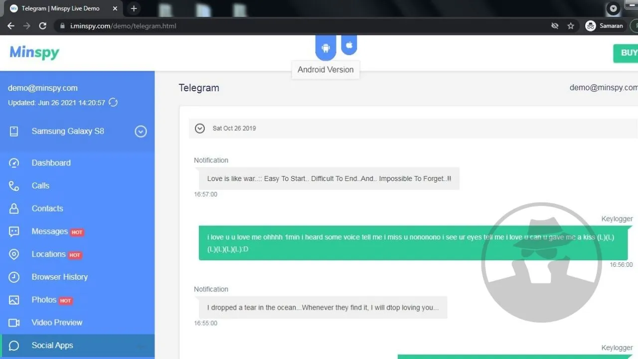 Penyadap Telegram, MinSpy Demo