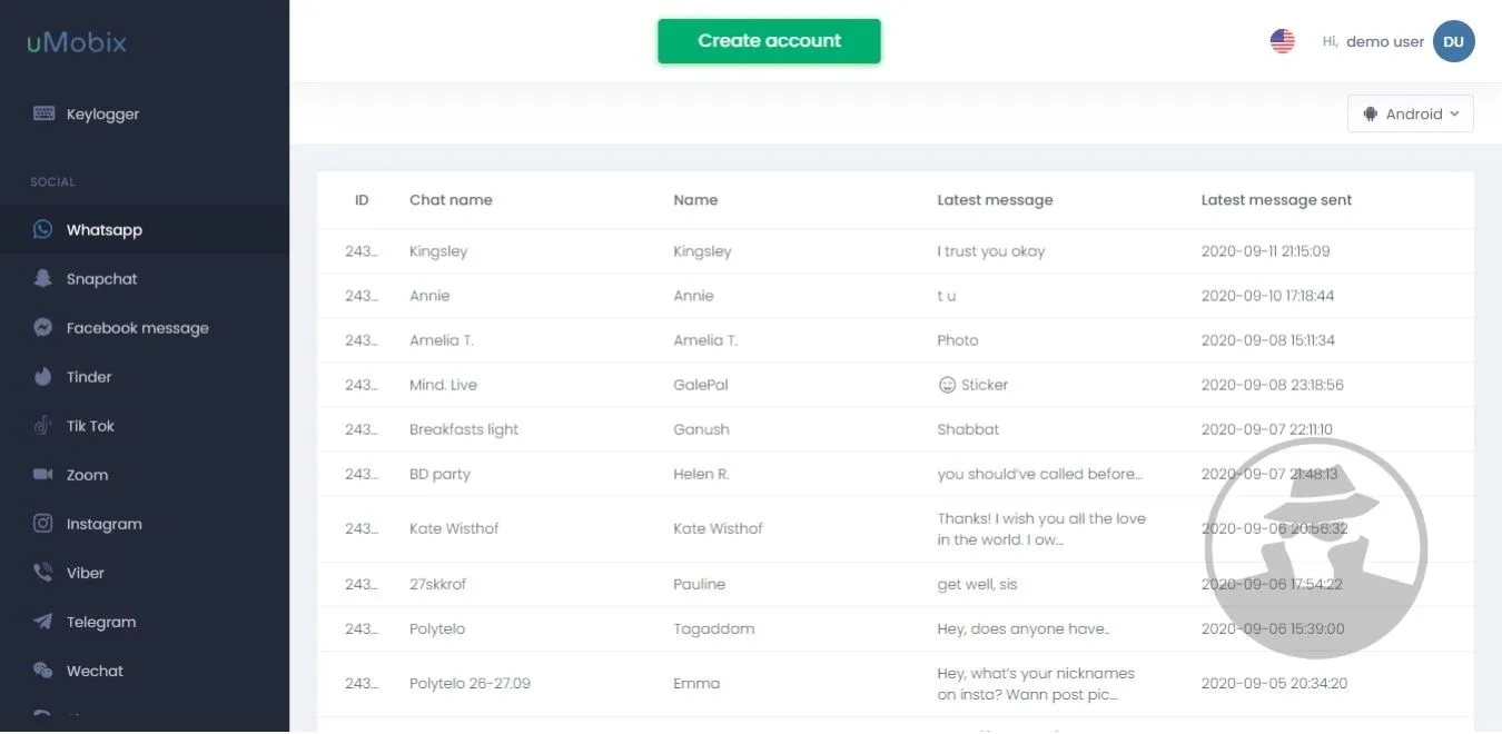 Penyadap WhatsApp, uMobix Demo
